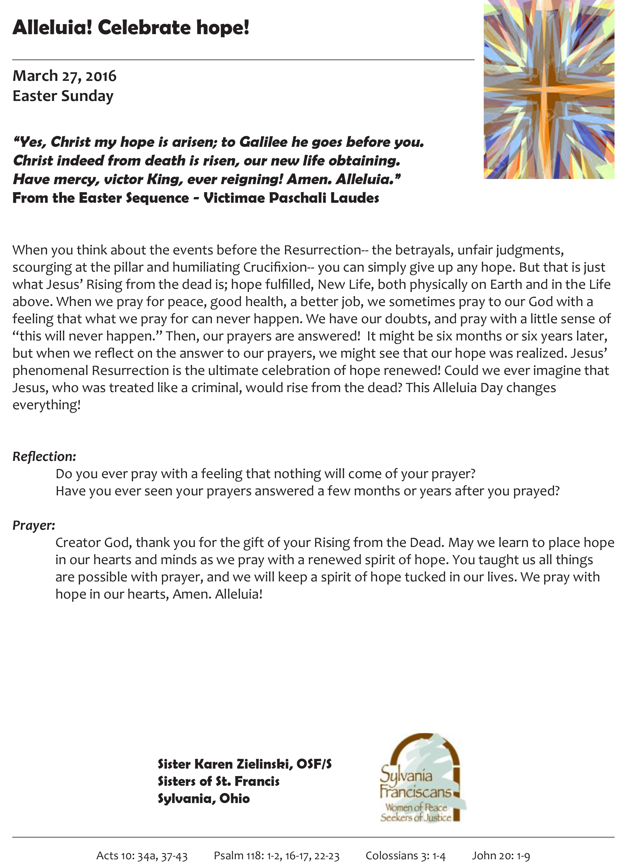 3-27-16 Lenten Reflection