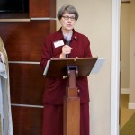 Sylvania Franciscan Sister Nancy Surma, VP for Mission Integration for Catholic Health Initiatives, speaks to those who attended the open house for the new Madonna Manor community center.