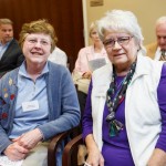 Margie Schack, left, Director of the Safe Environment Program for the Diocese of Covington, and Sylvania Franciscan Sister Kateri Theriault, Director of Mission Integration for St. Leonard Franciscan Living Community in Centerville, Ohio, attend the community center open house.