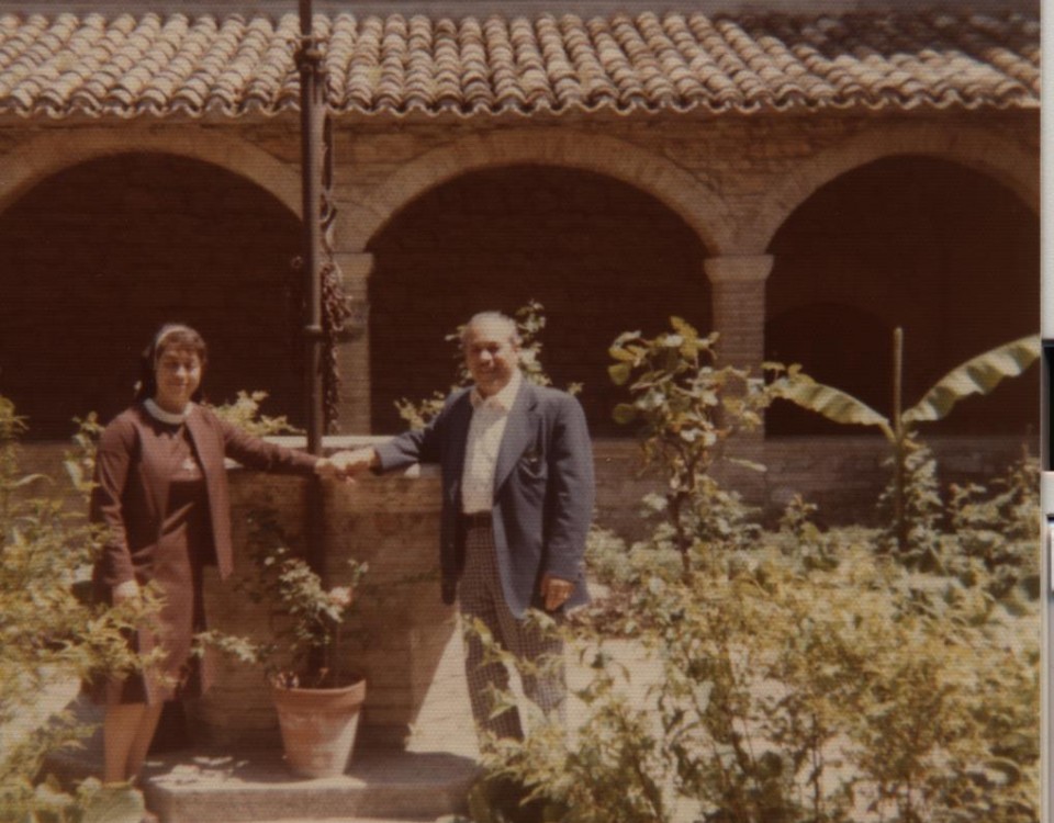 Me and dad in the courtyard at San Damiano