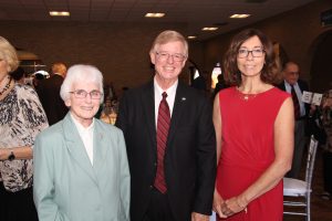Sylvania Mayor Craig Stough and his wife, Barbara, honorary chairs for the Gala, stand with Sister Mary Jon Wagner, Congregational Minister for the Sisters of St. Francis.