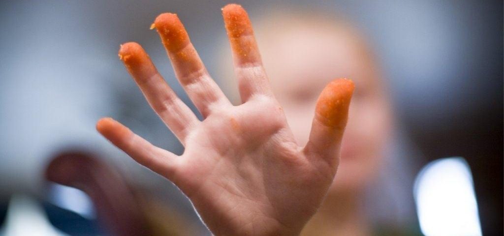 Cheetocovered fingers