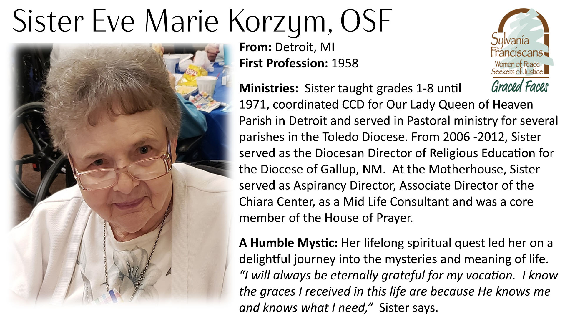 SIster Eve Marie Korzym, OSF