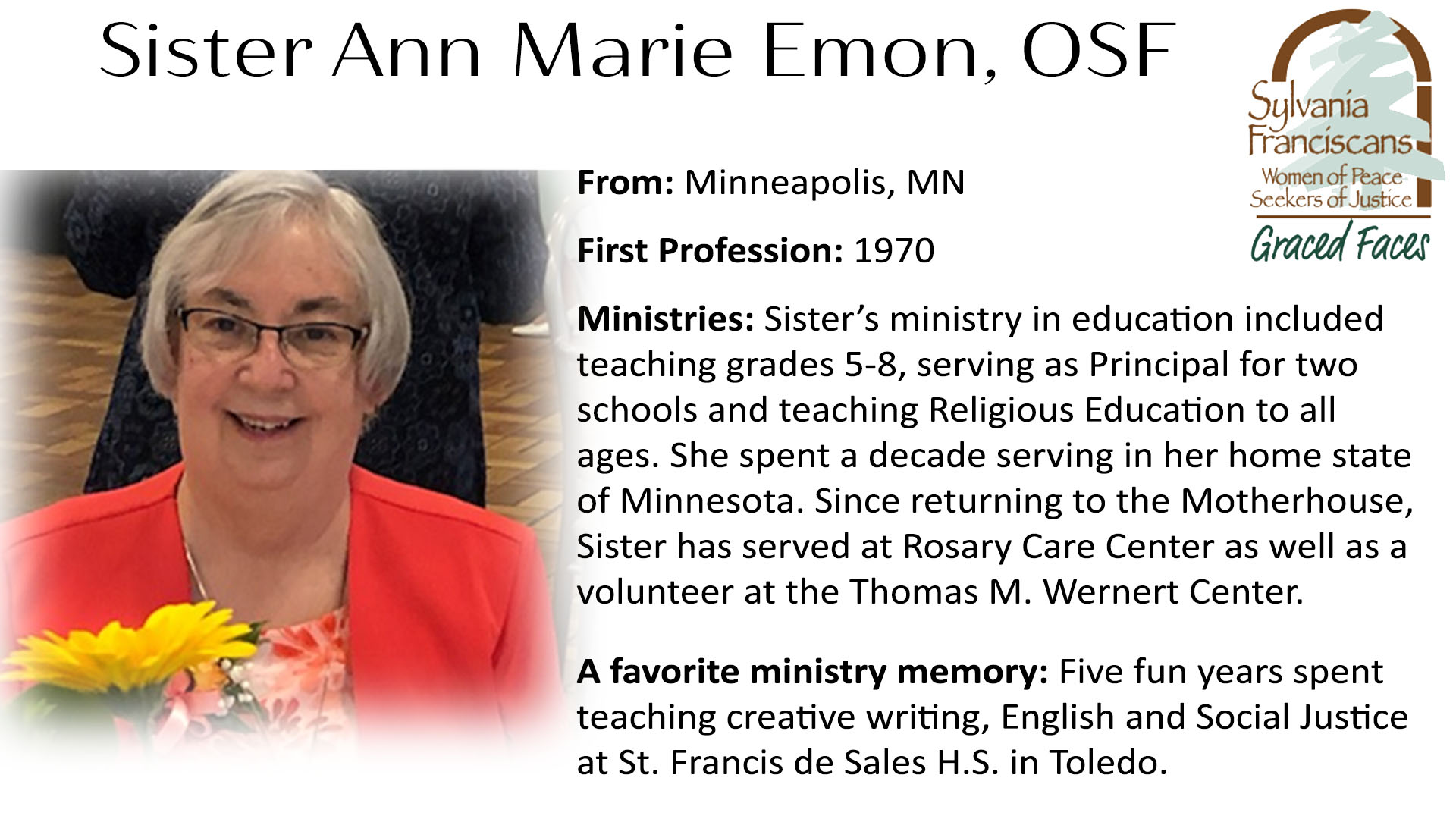 Sister Ann Marie Emon Graced Faces OSF 2