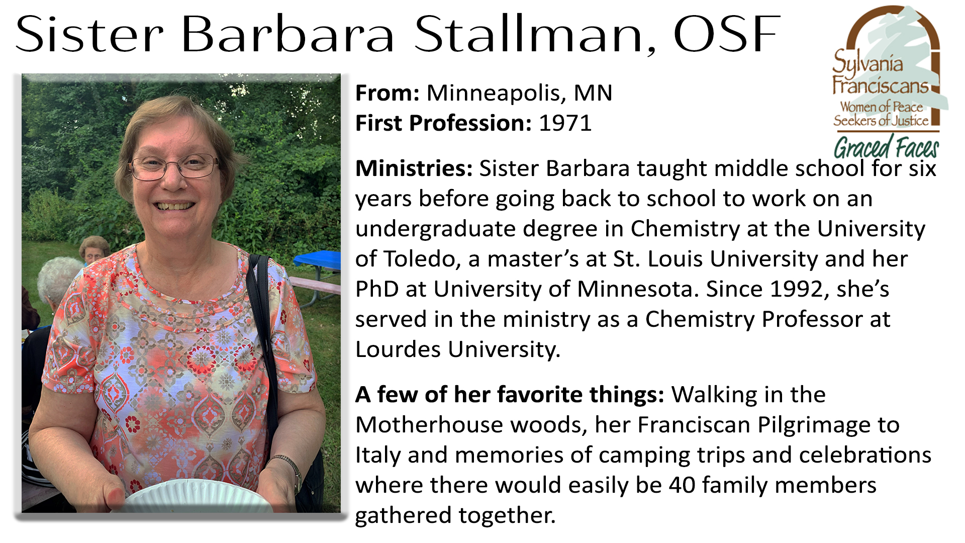 Sister Barbara Stallman Graced Faces OSF